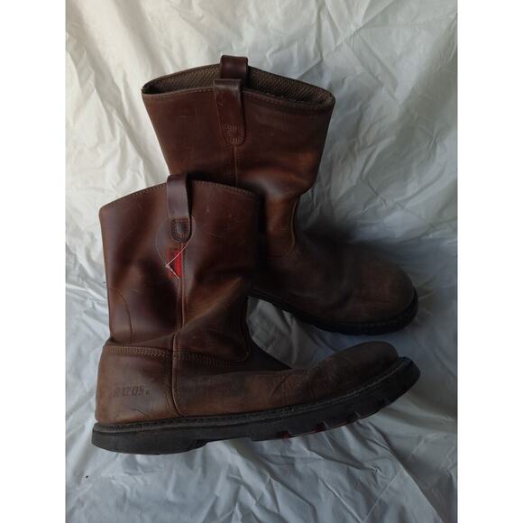 VTG Mens BRAZOS STEEL TOE Waterproof WORK Leather Brown Boots Sz 12 D - Picture 6 of 12